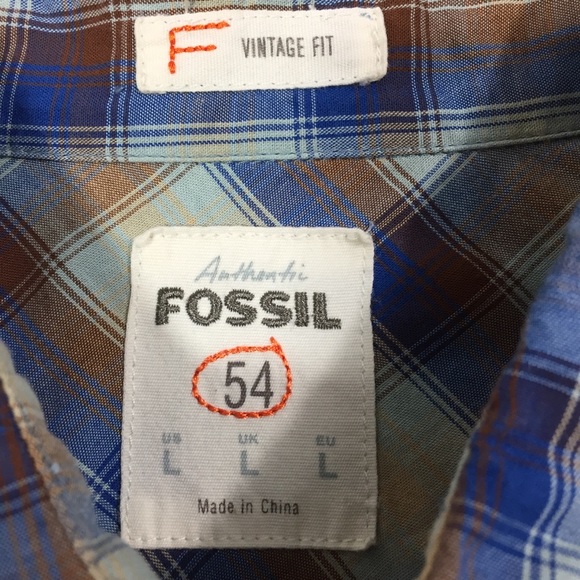 Fossil 54 Vintage Fit Snap Button Western Shirt L - Picture 4 of 8
